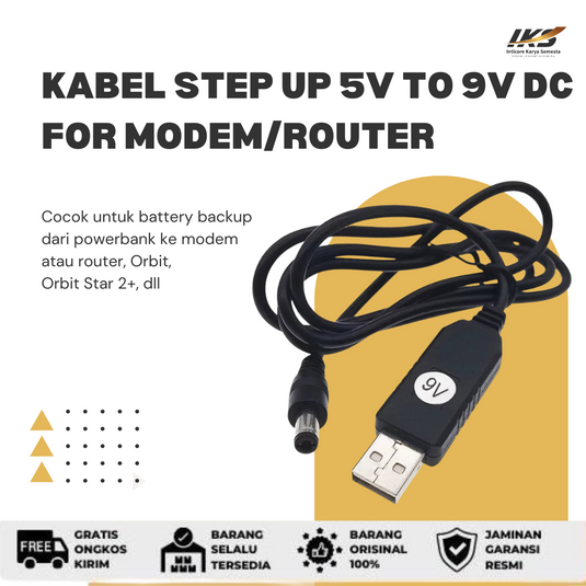 Kabel step up 5v to 5v/9v/12v DC for modem/router