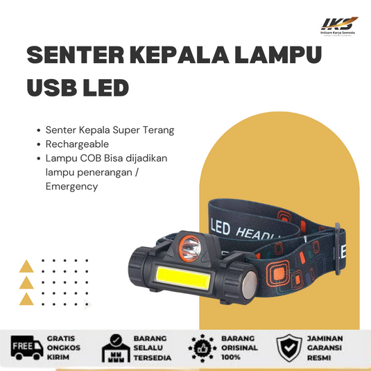 Headlamp Senter Kepala Lampu USB LED Headlight Recharger High Power Terang Jarak Jauh