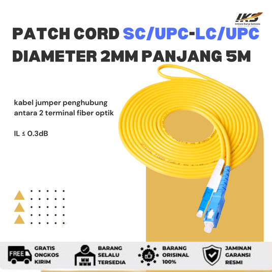 Patch Cord SC UPC - LC UPC Fiber Optik Diameter 2mm Berbagai Ukuran