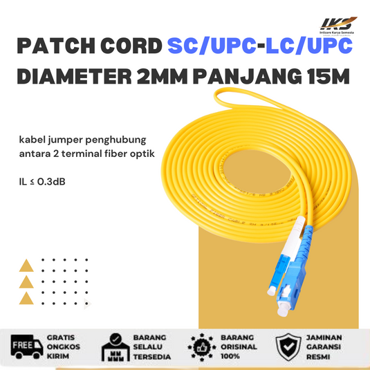 Patch Cord SC UPC - LC UPC Fiber Optik Diameter 2mm Berbagai Ukuran
