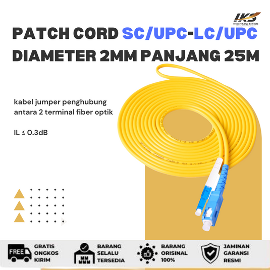 Patch Cord SC UPC - LC UPC Fiber Optik Diameter 2mm Berbagai Ukuran