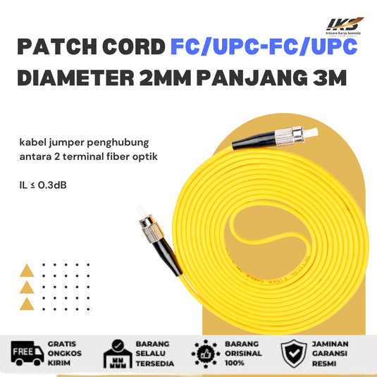 Patch Cord FC UPC - FC UPC Fiber Optik Diameter 2mm Berbagai Ukuran