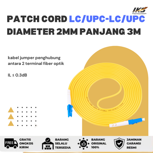 Patch Cord LC UPC - LC UPC Fiber Optik Diameter 2mm Berbagai Ukuran