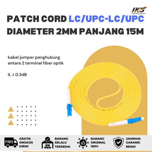 Patch Cord LC UPC - LC UPC Fiber Optik Diameter 2mm Berbagai Ukuran