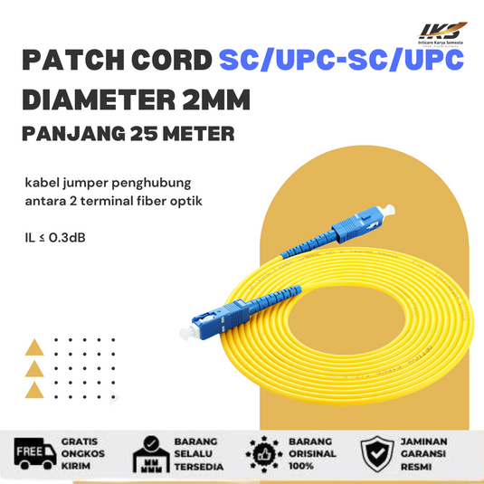Patch Cord SC UPC - SC UPC Fiber Optik Diameter 2mm Berbagai Ukuran