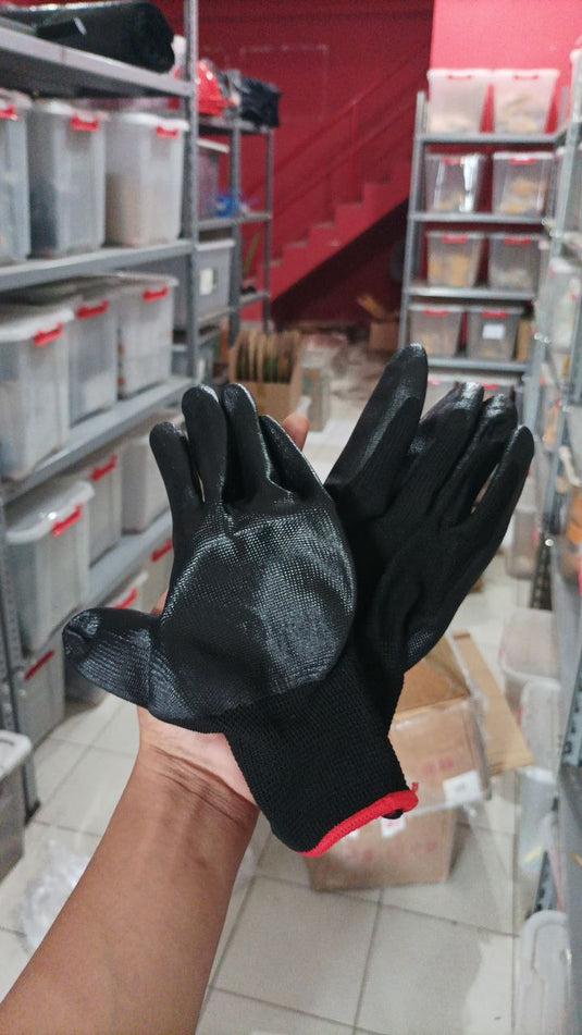 12 Pasang Sarung Tangan Safety Latex Hitam