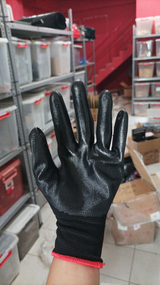12 Pasang Sarung Tangan Safety Latex Hitam