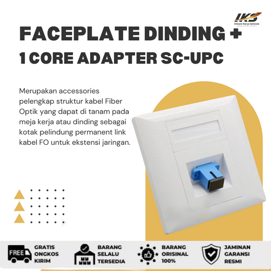 Faceplate Wall Dinding + 1 Core Adapter SC-UPC