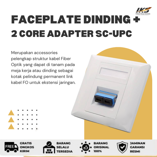 Faceplate Wall Dinding + 2 Core Adapter SC-UPC