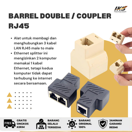 Barrel Double RJ45 GOOD QUALITY Coupler Sambungan Konektor Jaringan LAN RJ45