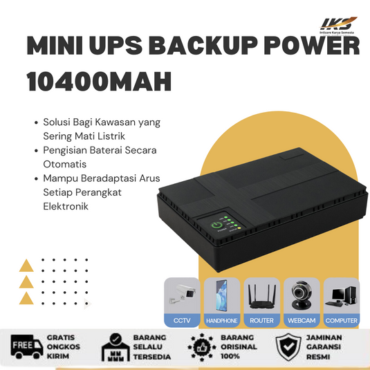 Mini UPS Power Supply DC UPS Router Backup Power 10400mAh