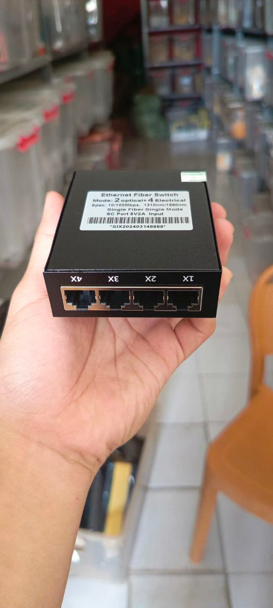 Fiber Optic Media Converter 2 Port FO + 4 Port LAN Fullset with Adaptor