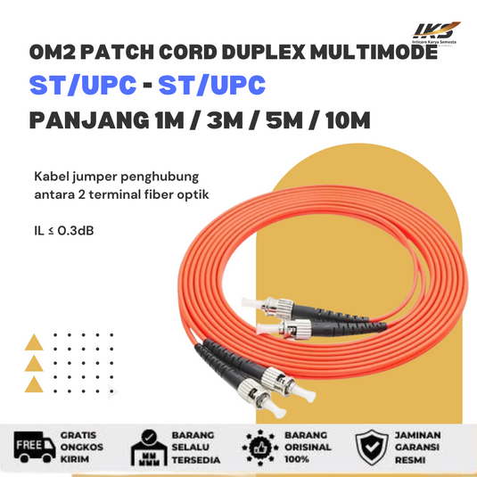 OM2 Patch Cord MULTIMODE DUPLEX ST UPC - ST UPC Diameter 3mm Berbagai Ukuran