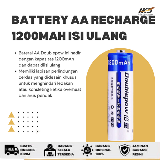 Doublepow Battery AA Recharge 1200Mah Baterai Isi Ulang