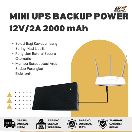 Mini UPS 12V/2A Power Supply DC UPS Router Backup Power 2000mAh