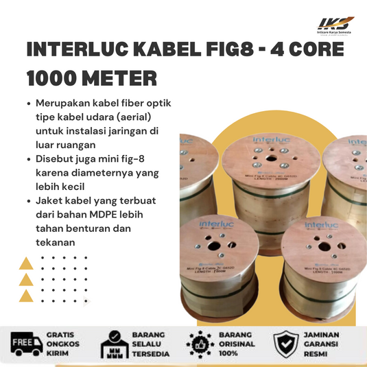 Interluc Kabel Udara Fig8 - 4 core panjang 1000 meter