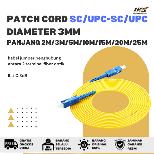 Patchcord SC UPC Kabel Fiber Optik Diameter 3mm