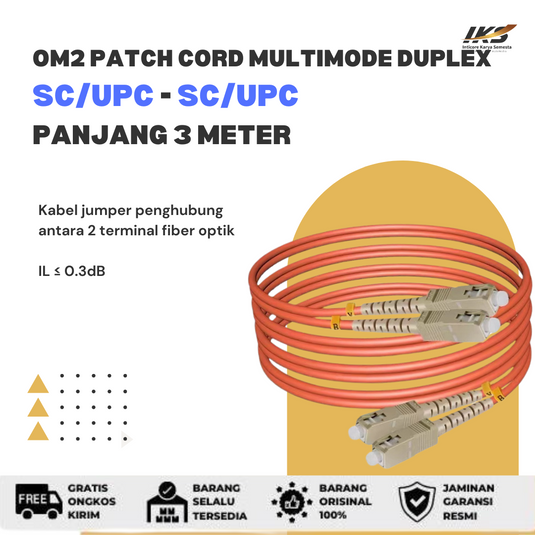 OM2 Patch Cord MULTIMODE DUPLEX SC UPC - SC UPC Diameter 3mm Berbagai Ukuran