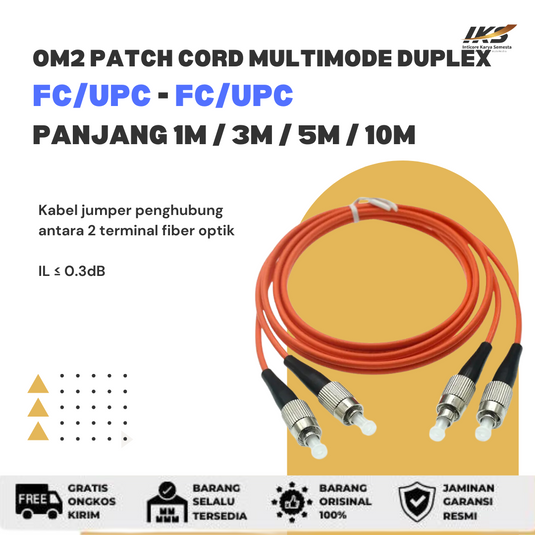 OM2 Patch Cord MULTIMODE DUPLEX FC UPC - FC UPC Diameter 3mm Berbagai Ukuran