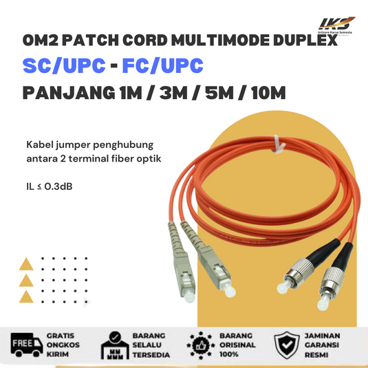 OM2 Patch Cord MULTIMODE DUPLEX SC UPC - FC UPC Diameter 3mm Berbagai Ukuran