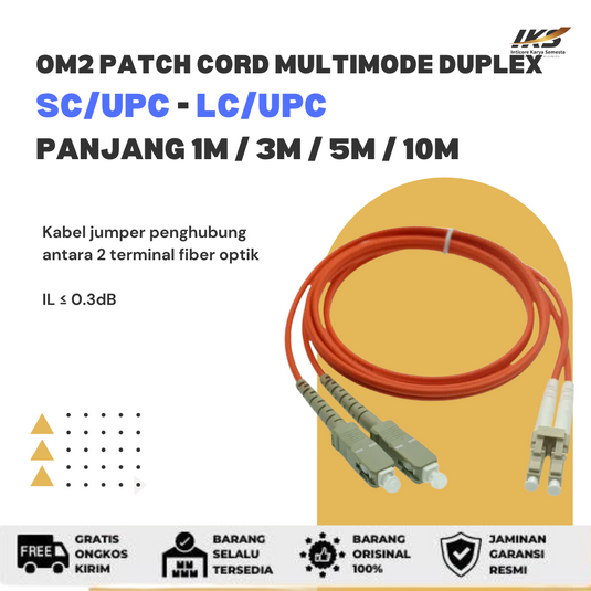OM2 Patch Cord MULTIMODE DUPLEX SC UPC - LC UPC Diameter 3mm Berbagai Ukuran