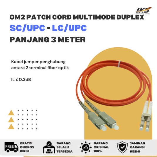 OM2 Patch Cord MULTIMODE DUPLEX SC UPC - LC UPC Diameter 3mm Berbagai Ukuran