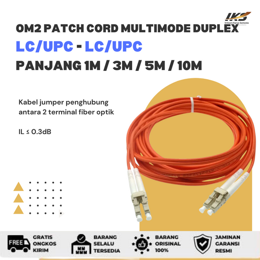 OM2 Patch Cord MULTIMODE DUPLEX LC UPC - LC UPC Diameter 3mm Berbagai Ukuran