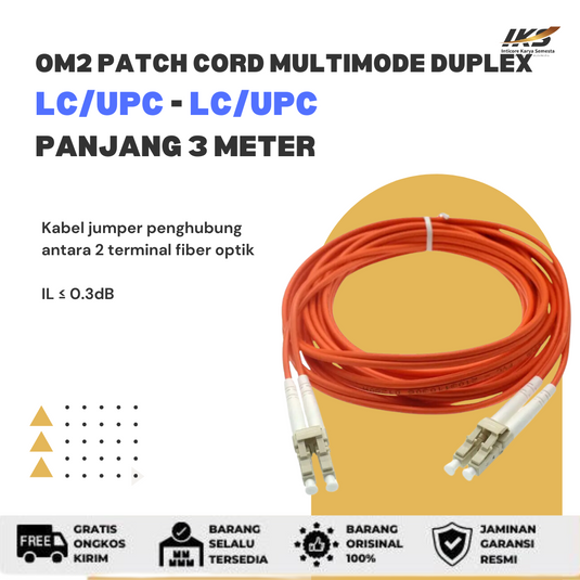 OM2 Patch Cord MULTIMODE DUPLEX LC UPC - LC UPC Diameter 3mm Berbagai Ukuran