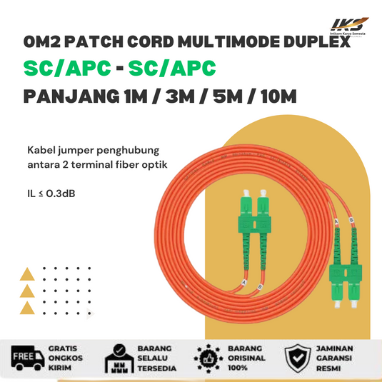OM2 Patch Cord MULTIMODE DUPLEX SC APC - SC APC Diameter 3mm Berbagai Ukuran
