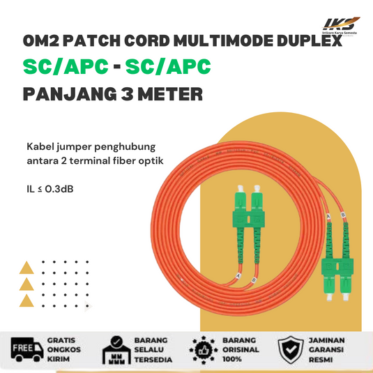 OM2 Patch Cord MULTIMODE DUPLEX SC APC - SC APC Diameter 3mm Berbagai Ukuran