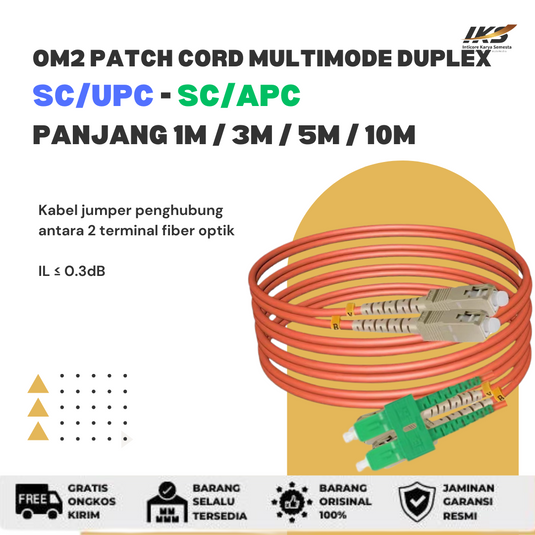 OM2 Patch Cord MULTIMODE DUPLEX SC UPC - SC APC Diameter 3mm Berbagai Ukuran