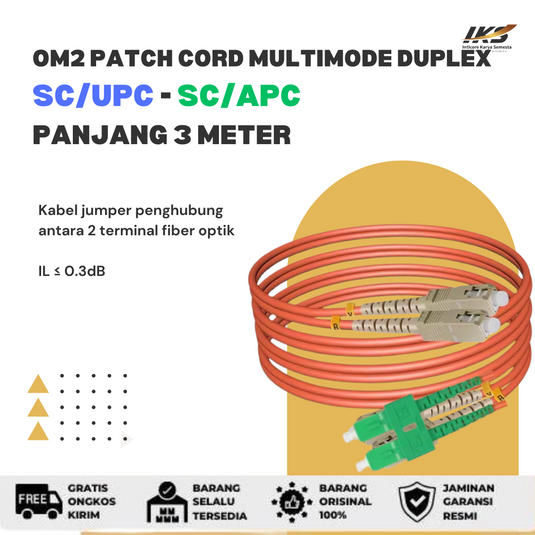 OM2 Patch Cord MULTIMODE DUPLEX SC UPC - SC APC Diameter 3mm Berbagai Ukuran