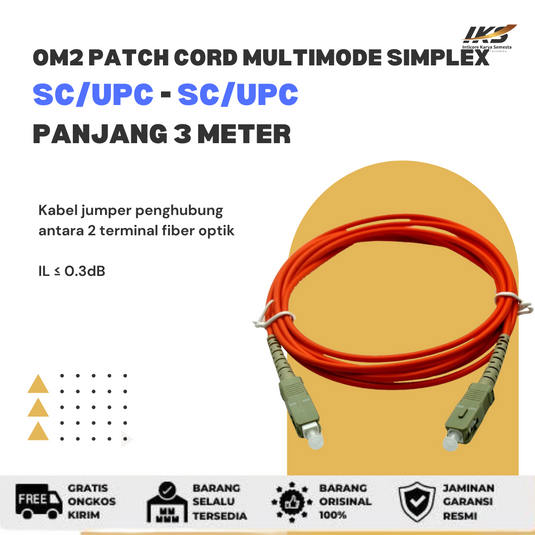 OM2 Patch Cord MULTIMODE SIMPLEX SC UPC - SC UPC Diameter 3mm Berbagai Ukuran