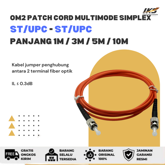 OM2 Patch Cord MULTIMODE SIMPLEX ST UPC - ST UPC Diameter 3mm Berbagai Ukuran