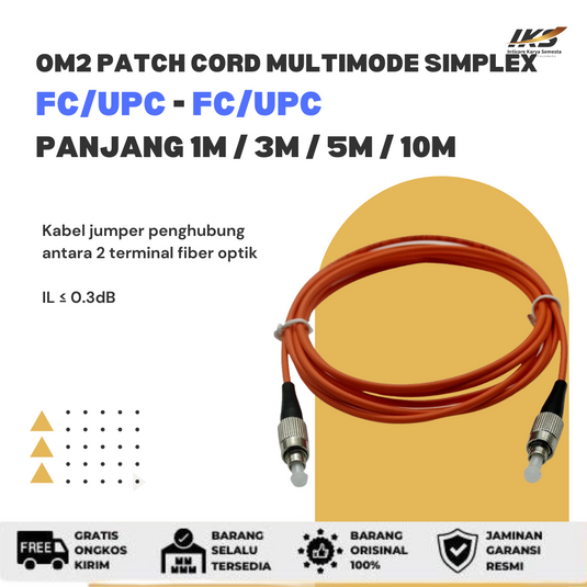 OM2 Patch Cord MULTIMODE SIMPLEX FC UPC - FC UPC Diameter 3mm Berbagai Ukuran
