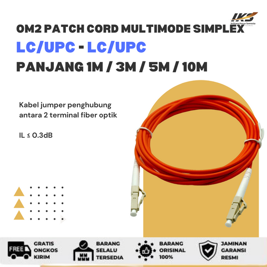 OM2 Patch Cord MULTIMODE SIMPLEX LC UPC - LC UPC Diameter 3mm Berbagai Ukuran