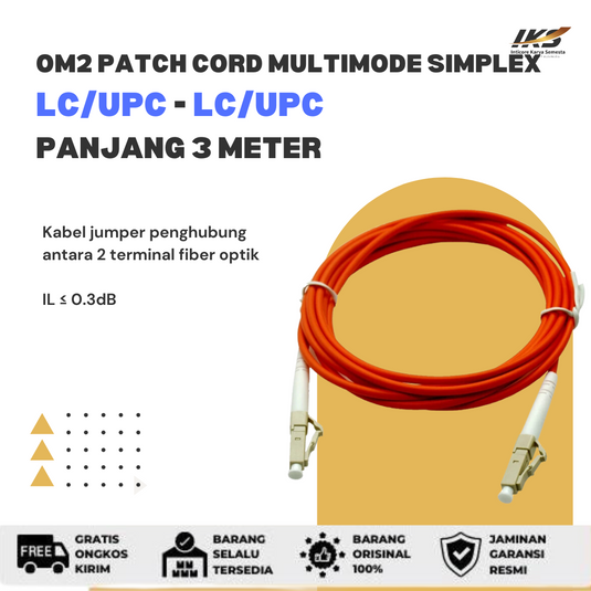 OM2 Patch Cord MULTIMODE SIMPLEX LC UPC - LC UPC Diameter 3mm Berbagai Ukuran