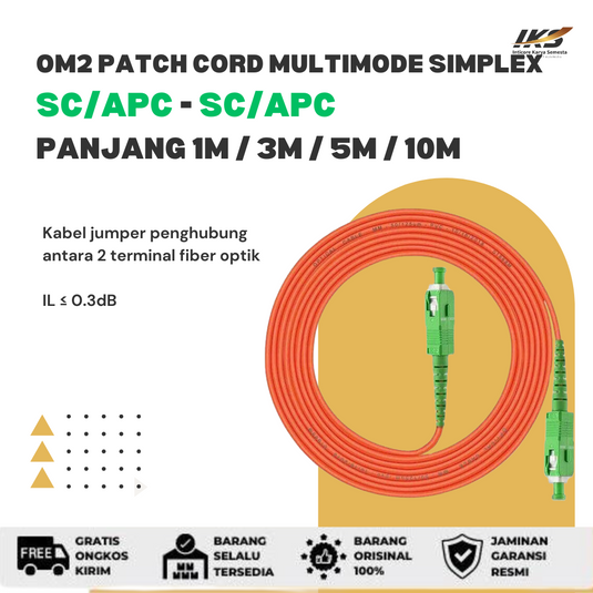 OM2 Patch Cord MULTIMODE SIMPLEX SC APC - SC APC Diameter 3mm Berbagai Ukuran
