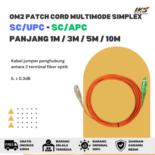 OM2 Patch Cord MULTIMODE SIMPLEX SC UPC - SC APC Diameter 3mm Berbagai Ukuran