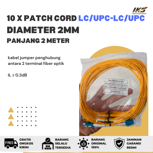 10 x Patch Cord LC UPC - LC UPC Fiber Optik Diameter 2mm Berbagai Ukuran