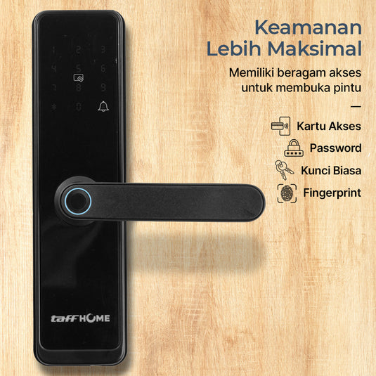 TaffHOME Smart Door Lock Password Fingerprint Card - H1-XG - Black