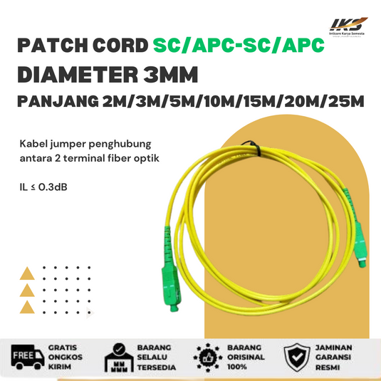Patchcord SC APC Kabel Fiber Optik Diameter 3mm
