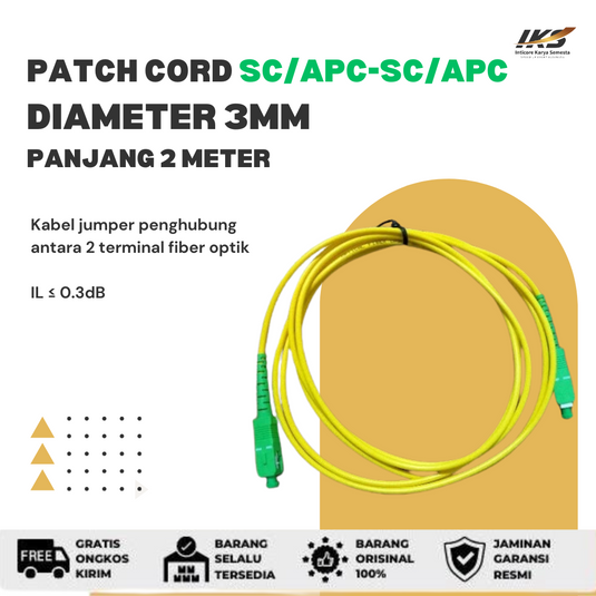 Patchcord SC APC Kabel Fiber Optik Diameter 3mm