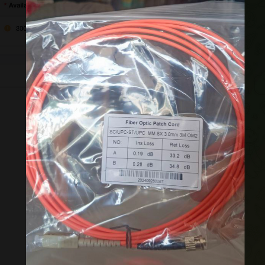 OM2 Patch Cord MULTIMODE SIMPLEX SC UPC - ST UPC Diameter 3mm Berbagai Ukuran