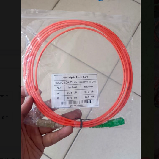 OM2 Patch Cord MULTIMODE SIMPLEX SC UPC - SC APC Diameter 3mm Berbagai Ukuran