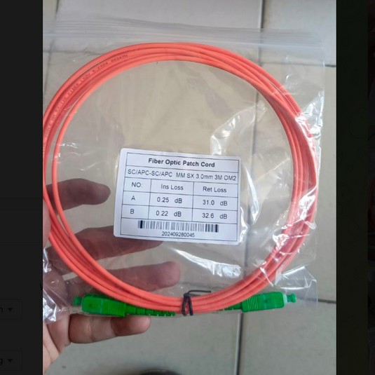 OM2 Patch Cord MULTIMODE SIMPLEX SC APC - SC APC Diameter 3mm Berbagai Ukuran