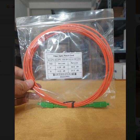 OM2 Patch Cord MULTIMODE SIMPLEX SC APC - SC APC Diameter 3mm Berbagai Ukuran