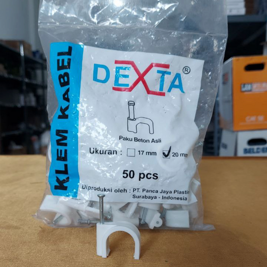 DEXTA Klem Kabel Ukuran 20mm / Klem Pipa 20 mm Paku Beton (isi 50)