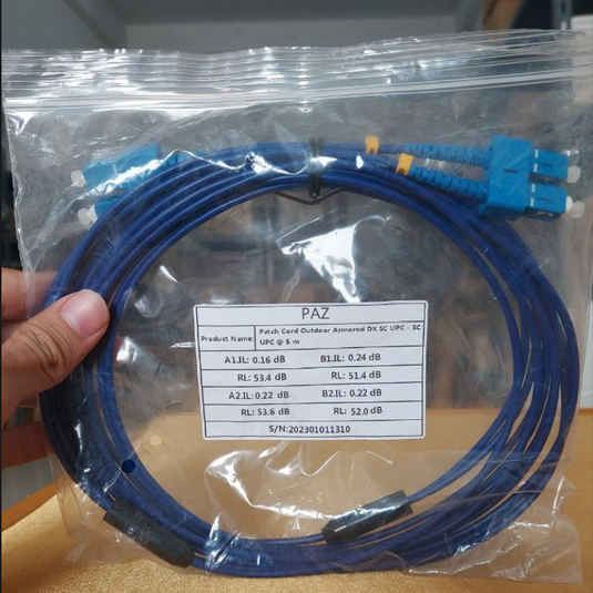 Patch Cord Outdoor Armored Duplex SC UPC - SC UPC Fiber Optik Diameter 2mm Panjang 5 Meter