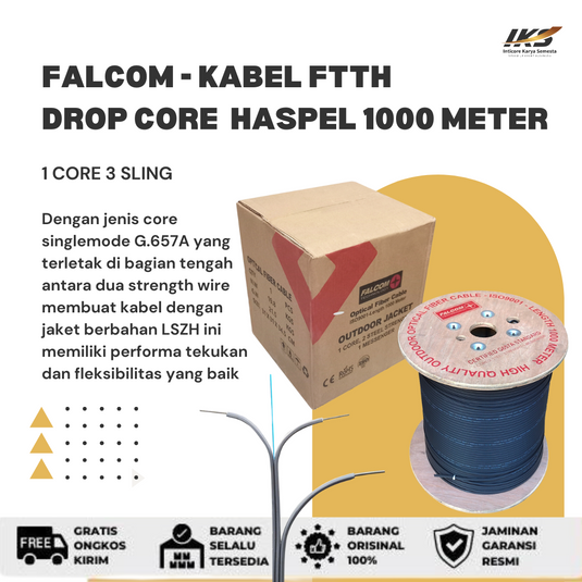 FALCOM - Kabel FTTH Drop Cable Haspelan 1000m
